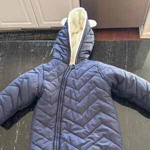 Cozy Blue Quilted Kids Snowsuit Snowbib
